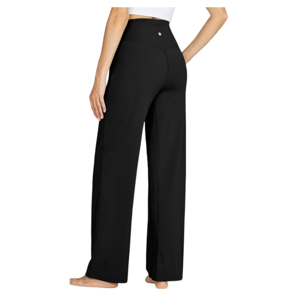 Willit Women Wide Leg Yoga Pants  2 sides  Pockets Stretch Loose Pants Black - Picture 2 of 6